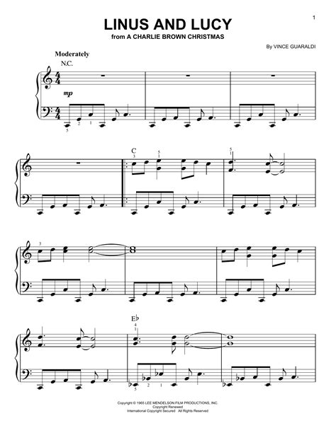 Free Printable Linus And Lucy Piano Sheet Music